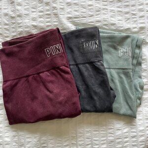 Victoria's Secret PINK Leggings 3 Pairs (Maroon, Grey, Seafoam) Size Small